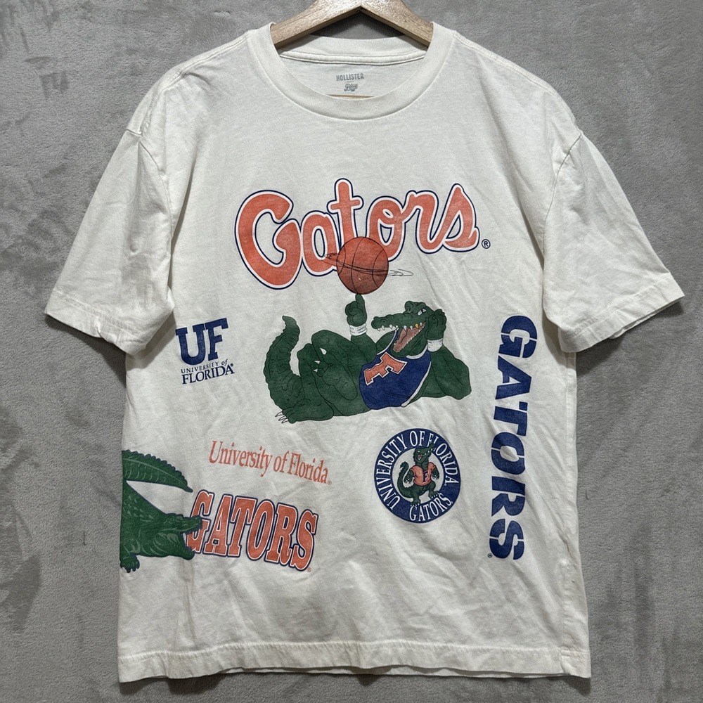 Hollister Boxy Florida Gators Graphic Tee Men's S‎ White Short Sleeve Crew Neck